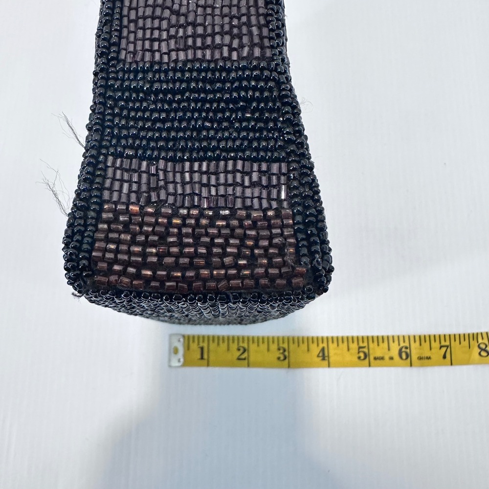 Black Beaded Flower Handbag Evening Bag Turquoise Accent‎ - Picture 8 of 10